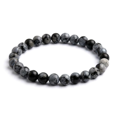 Brățări elastice - Bratara cu Pietre Semipretioase Obsidian Fulg de Nea de 6mm, unisex
