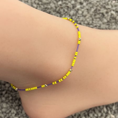 Bratara de picior cu bile din AUR 14K si Margele Miyuki Galbene [1]