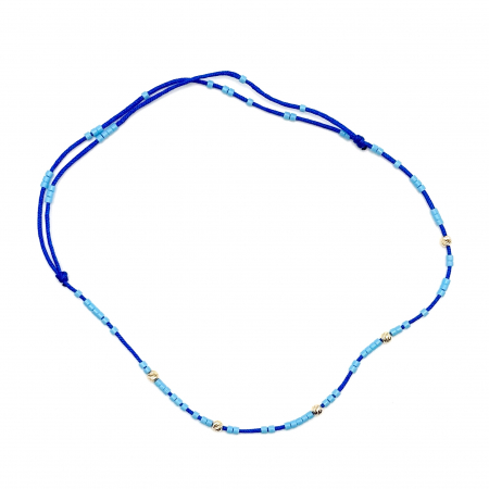 Brățări de picior cu Aur - Bratara de picior cu bile din AUR 14K si Margele Miyuki Baby Blue