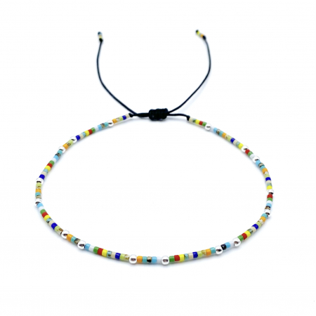 Brățări de picior cu Argint - Bratara pentru Picior cu bile din Argint 925 si margele multicolor