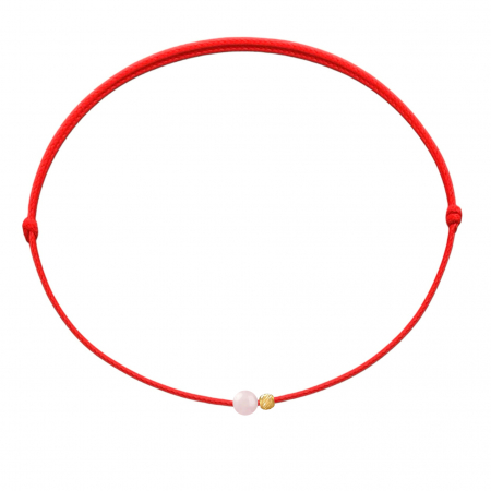 Aur 14K - Brățară Mărțișor cu biluță din AUR 14K și Cuarț Roz