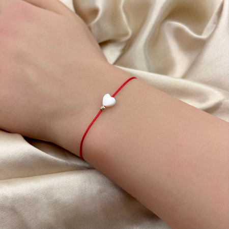 Brățară Mărțișor cu biluță din Aur 14K și Inimioară din Sidef [1]