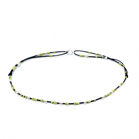 Brățări de picior cu Argint - Bratara pentru Picior cu bile din Argint 925 si margele verde kiwi