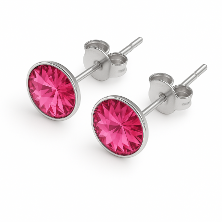 Cercei din Argint 925 cu Cristale Swarovski Roz [1]