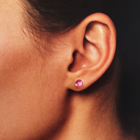 Cercei din Argint cu Cristale - Cercei din Argint 925 cu Cristale Swarovski Roz
