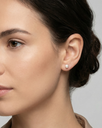 Cercei din Argint - Cercei din Argint 925 cu Perle Naturale 6mm