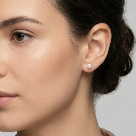 Cercei din Argint - Cercei din Argint 925 cu Perle Naturale 6mm