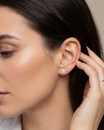 Cercei din Argint - Cercei din Argint 925 Stea Texturata