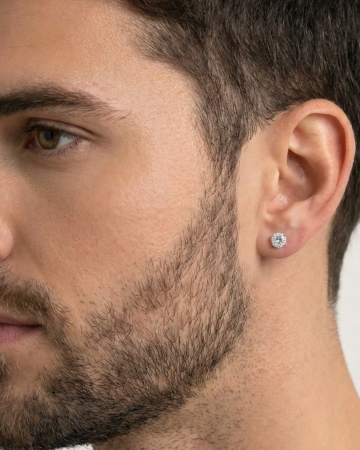 CERCEI - Cercei Pentru Barbati din Argint 925 cu Cristale Zirconia Argintii