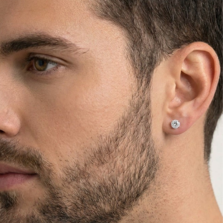 CERCEI - Cercei Pentru Barbati din Argint 925 cu Cristale Zirconia Argintii