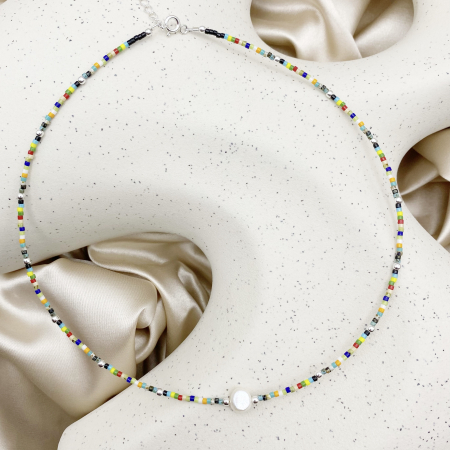 Colier cu Perla naturala, elemente din Argint 925 si margele Miyuki, multicolor [1]