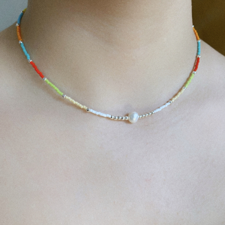 Colier cu Perla naturala, elemente din Argint 925 si margele Miyuki, multicolor [2]