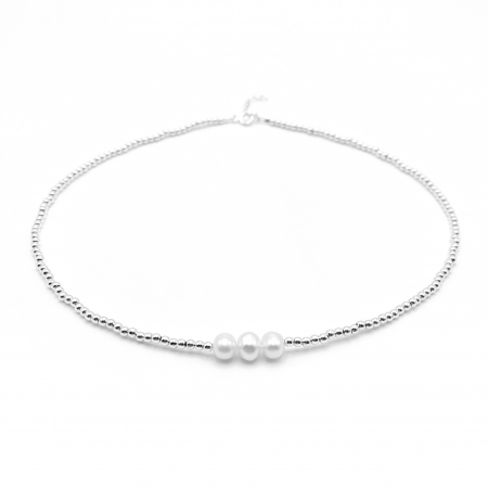 Colier cu Perle naturale si bile din Argint 925