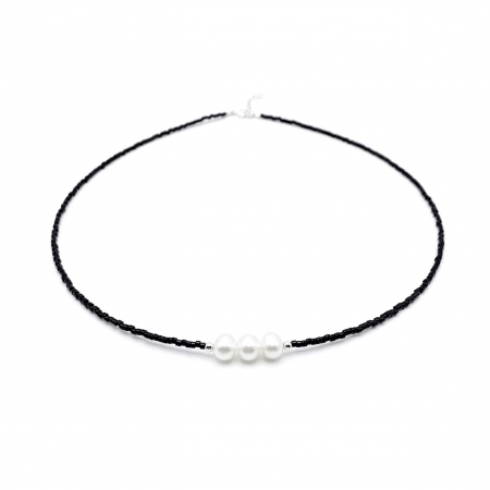 COLIERE - Colier cu Perle naturale si margele Miyuki negre