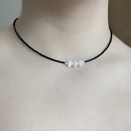 Colier cu Perle naturale si margele Miyuki negre [2]