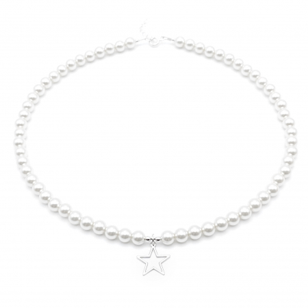 Coliere cu perle - Colier cu Perle Preciosa albe si pandantiv Stea din Argint 925