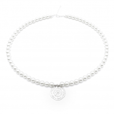 Coliere cu perle - Colier cu Perle Preciosa albe si pandantiv Talisman din Argint 925