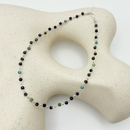 Colier cu pietre naturale Turcoaz African si accesorii din Argint 925 [3]