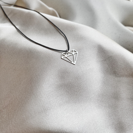 Colier cu snur si pandantiv Diamant din Argint 925 [1]