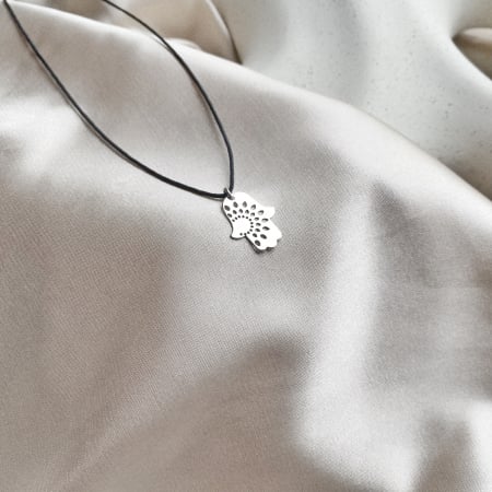 Colier cu snur si pandantiv Hamsa din Argint 925 [1]