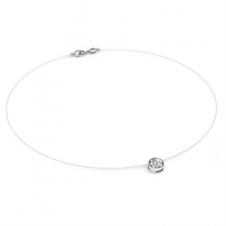 REDUCERI - Colier fir transparent cu Cristal Swarovski Argintiu in Caseta din Argint 925