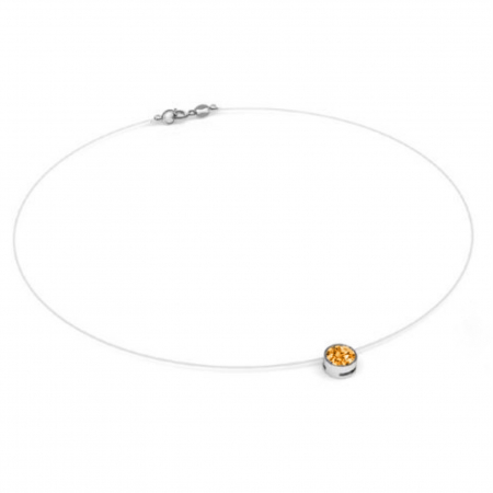 Coliere cu fir transparent - Colier fir transparent cu Cristal Swarovski Auriu in Caseta din Argint 925