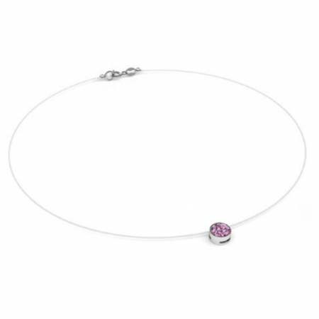 BIJUTERII FEMEI - Colier fir transparent cu Cristal Swarovski Mov in Caseta din Argint 925