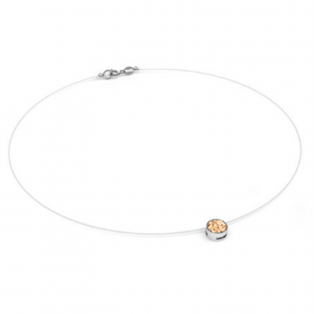 Coliere cu fir transparent - Colier fir transparent cu Cristal Swarovski Peach in Caseta din Argint 925