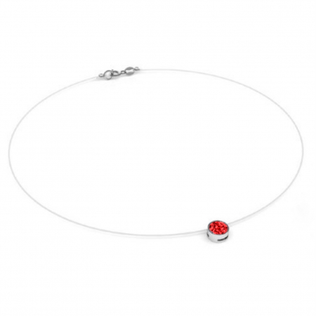 REDUCERI - Colier fir transparent cu Cristal Swarovski Rosu in Caseta din Argint 925