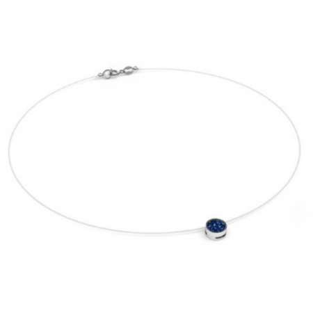 Coliere cu fir transparent - Colier fir transparent cu Cristal Swarovski Albastru Inchis in Caseta din Argint 925