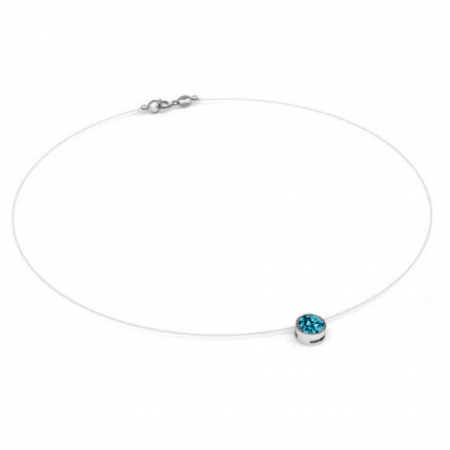 Coliere cu fir transparent - Colier fir transparent cu Cristal Swarovski Turcoaz in Caseta din Argint 925