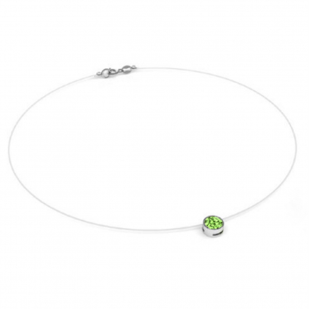 Coliere cu fir transparent - Colier fir transparent cu Cristal Swarovski Verde in Caseta din Argint 925