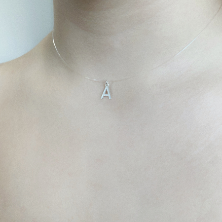 Colier fir transparent cu initiala A din Argint 925 [1]