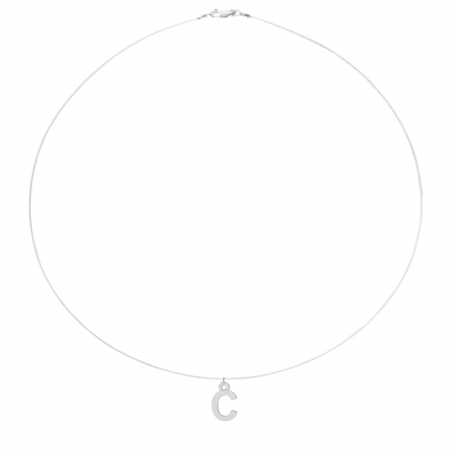 Coliere cu fir transparent - Colier fir transparent cu initiala C din Argint 925
