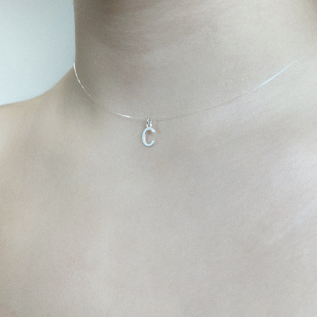 Colier fir transparent cu initiala C din Argint 925 [1]