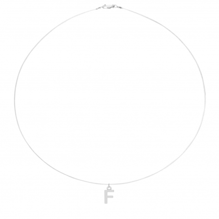 Coliere cu fir transparent - Colier fir transparent cu initiala F din Argint 925