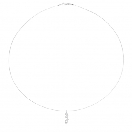 Coliere cu fir transparent - Colier fir transparent cu initiala J din Argint 925