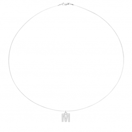 Coliere cu fir transparent - Colier fir transparent cu initiala M din Argint 925