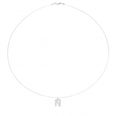 Coliere cu fir transparent - Colier fir transparent cu initiala N din Argint 925