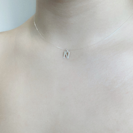 Colier fir transparent cu initiala N din Argint 925 [1]