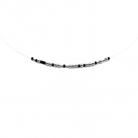 Coliere cu fir transparent - Colier fir transparent cu mesaj Te Iubesc in Codul Morse