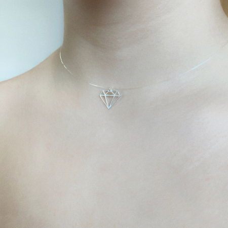 Colier fir transparent cu pandantiv Diamant din Argint 925 [1]