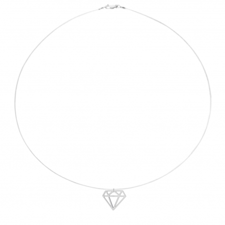 Coliere cu fir transparent - Colier fir transparent cu pandantiv Diamant din Argint 925