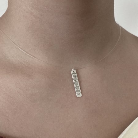 Colier fir transparent cu pandantiv Fazele Lunii din Argint 925 [1]