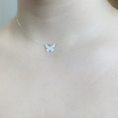 Colier fir transparent cu pandantiv Fluture din Argint 925 [1]