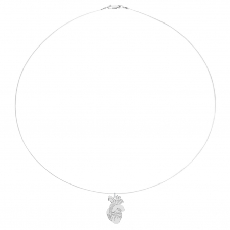 Coliere cu fir transparent - Colier fir transparent cu pandantiv Inima Anatomica din Argint 925