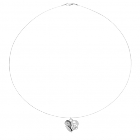 Coliere cu fir transparent - Colier fir transparent cu pandantiv Inima Mecanica din Argint 925