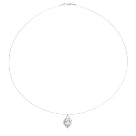 Coliere cu fir transparent - Colier fir transparent cu pandantiv Inimioara Cristal si Argint 925