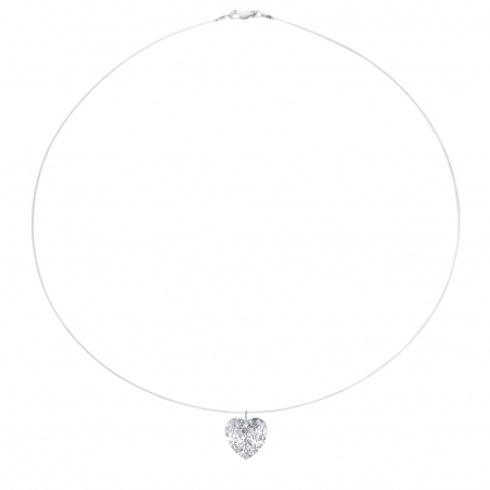 BIJUTERII FEMEI - Colier fir transparent cu pandantiv Inima Swarovski Argintie