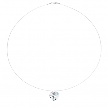 Coliere cu fir transparent - Colier fir transparent cu pandantiv Inima Swarovski Transparenta